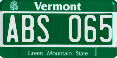 VT license plate ABS065