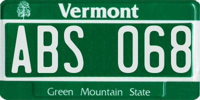 VT license plate ABS068