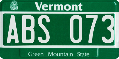 VT license plate ABS073