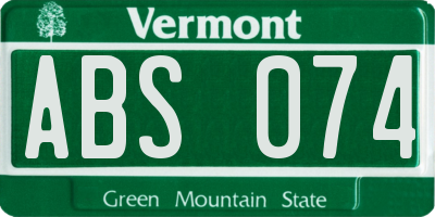 VT license plate ABS074