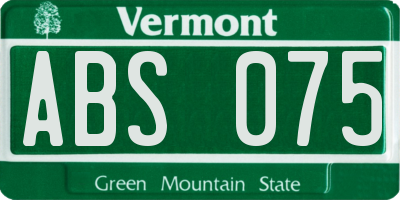 VT license plate ABS075