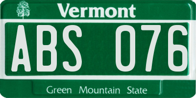 VT license plate ABS076