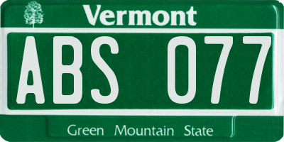 VT license plate ABS077