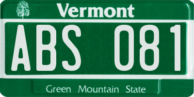 VT license plate ABS081