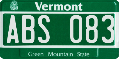 VT license plate ABS083