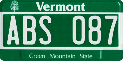 VT license plate ABS087