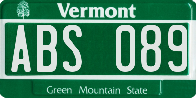 VT license plate ABS089