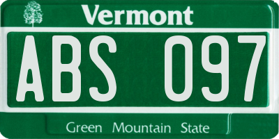 VT license plate ABS097