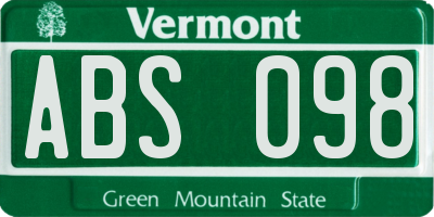 VT license plate ABS098