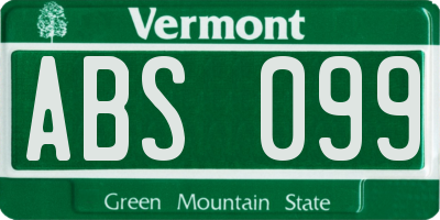 VT license plate ABS099