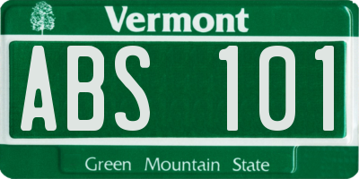VT license plate ABS101