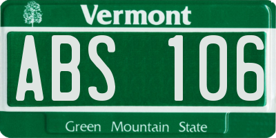 VT license plate ABS106