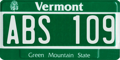 VT license plate ABS109