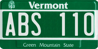 VT license plate ABS110