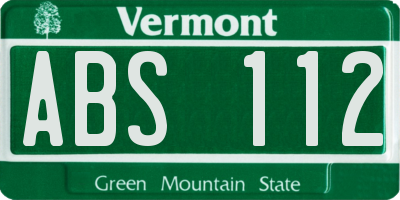 VT license plate ABS112