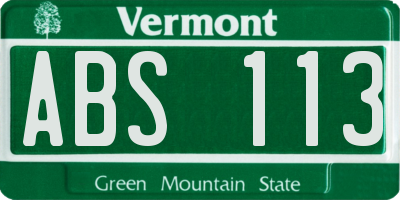 VT license plate ABS113