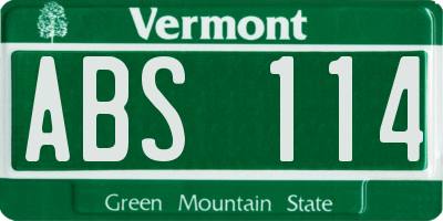 VT license plate ABS114