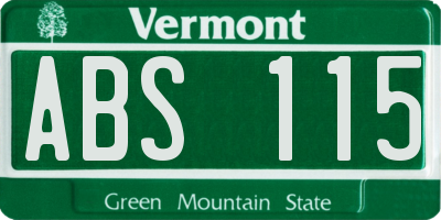 VT license plate ABS115