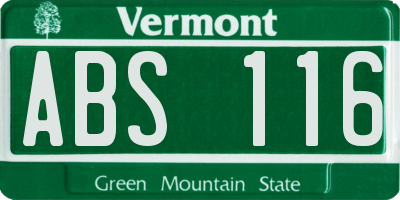 VT license plate ABS116