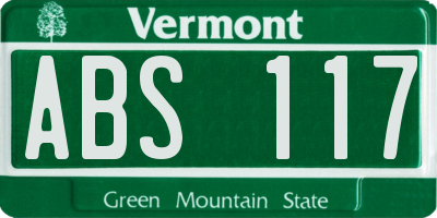 VT license plate ABS117