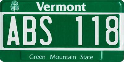 VT license plate ABS118