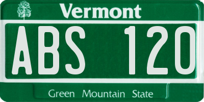 VT license plate ABS120