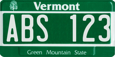 VT license plate ABS123