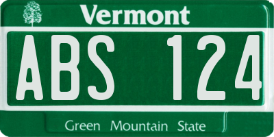 VT license plate ABS124