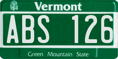 VT license plate ABS126