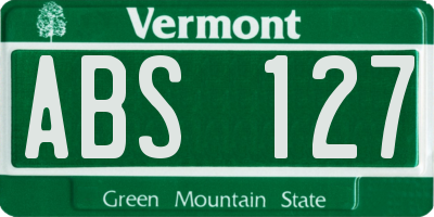 VT license plate ABS127