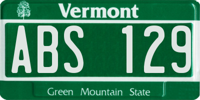 VT license plate ABS129