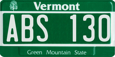 VT license plate ABS130