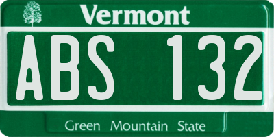 VT license plate ABS132