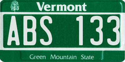 VT license plate ABS133