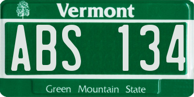 VT license plate ABS134