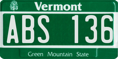 VT license plate ABS136