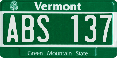 VT license plate ABS137