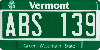 VT license plate ABS139