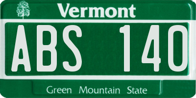 VT license plate ABS140