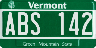 VT license plate ABS142