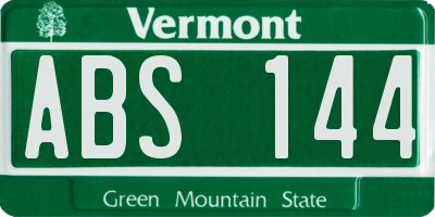 VT license plate ABS144