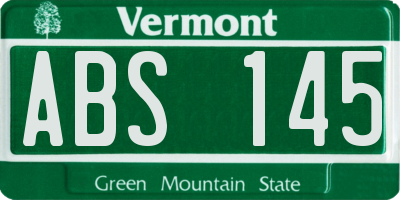 VT license plate ABS145