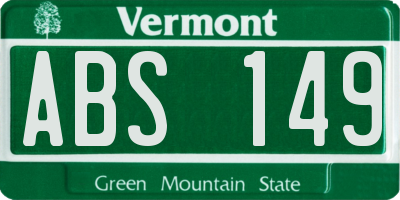 VT license plate ABS149