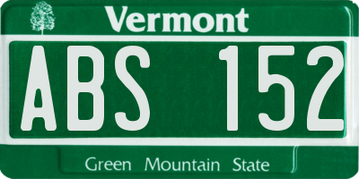 VT license plate ABS152