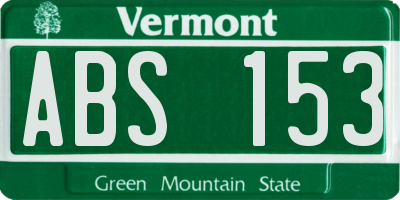 VT license plate ABS153