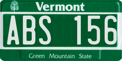 VT license plate ABS156