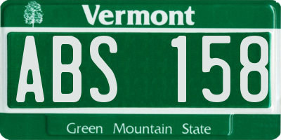 VT license plate ABS158