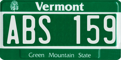 VT license plate ABS159