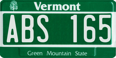 VT license plate ABS165