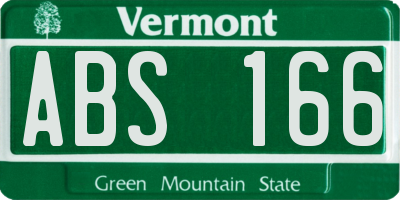 VT license plate ABS166